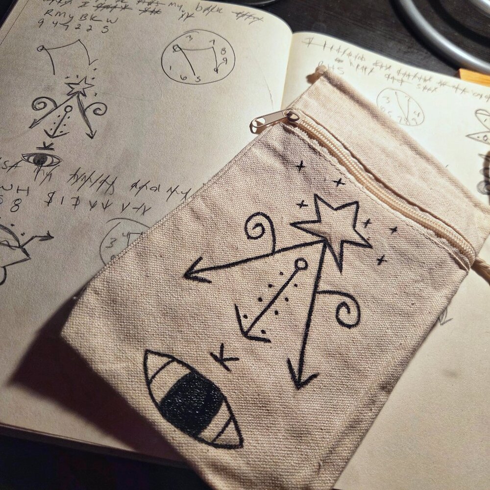 Hand-painted Canvas Crossbody - "I trust the universe" Sigil Art